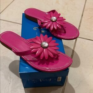 Miss Trish for Target Bright Pink Floral Gem Thong Sandals - Women's Size 8